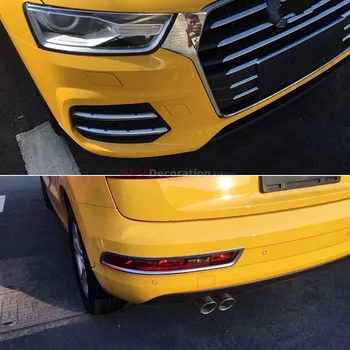 

For Audi Q3 2016 2017 ABS Chrome Exterior Front & Rear Tail Fog Lamp Light Cover Trim 6pcs