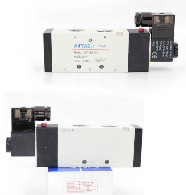 5-ходовой Пневматический электромагнитный клапан 4V410-15A AC220V 1/2 &quotпорт одинарный