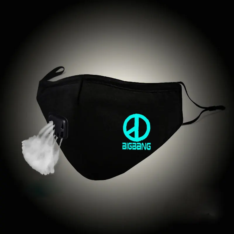 

Luminous Fashion Kpop Mouth Mask BIGBANG G-Dragon Cotton Gauze Face Mask Anti PM2.5 Dust Filter Warm Muffle Valved Respirator
