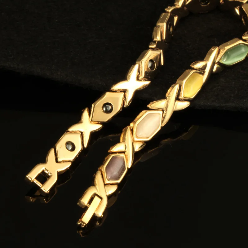 European Европейский Здоровья Магнитный браслет Настоящее золото Цвет опаловые браслеты и браслеты для женщин ювелирные изделия оптом Pulseira Feminina