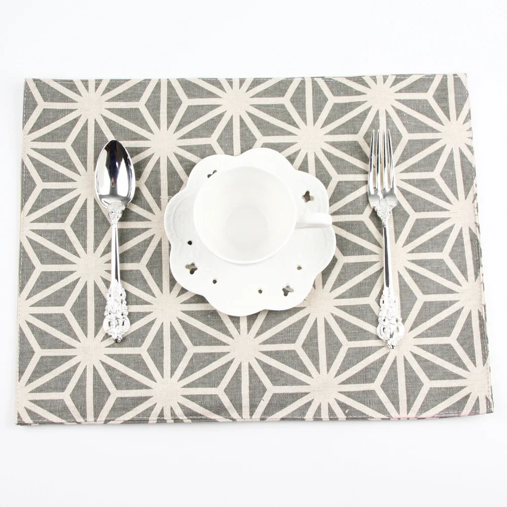 

Fashion Geometry Print Fabric Napkins heat insulation mat dining table mat children table Placemat Cotton Linen placemats