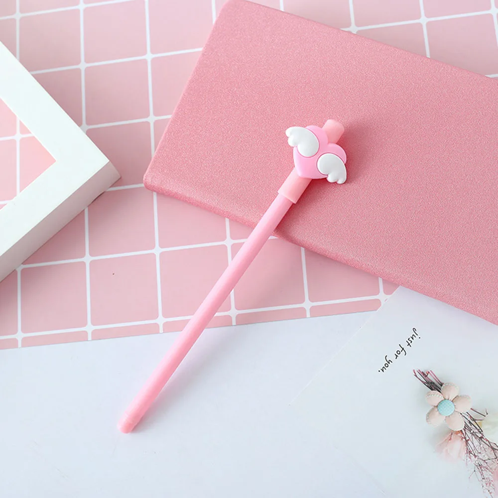 Розовый Прекрасный белый крыло гелевые ручки девушка Kawaii розовое сердце черные чернила ручка для школы офиса поставки канцелярские подпись инструмент 1 шт - Цвет: 3