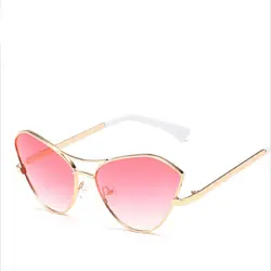 Океан градиентные линзы Для женщин солнцезащитные очки кошачий глаз мода металлический каркас Розовый объектив солнцезащитные очки для