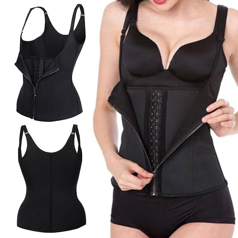 SJASTME Women Corset Waist Trainer Cincher Control Body Shaper Underbust Slimming Black Adjustable Shoulder Straps Sweat Shapers