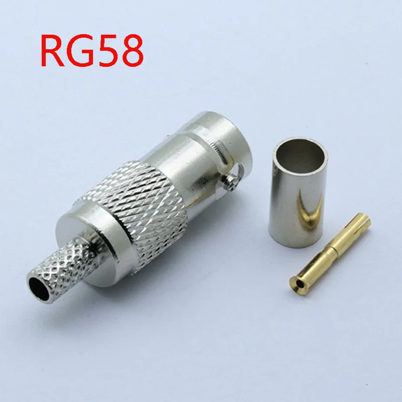 3 шт. BNC Женский обжимный разъем Новый прямой для RG58 RG59 RG6 РЧ коаксиального