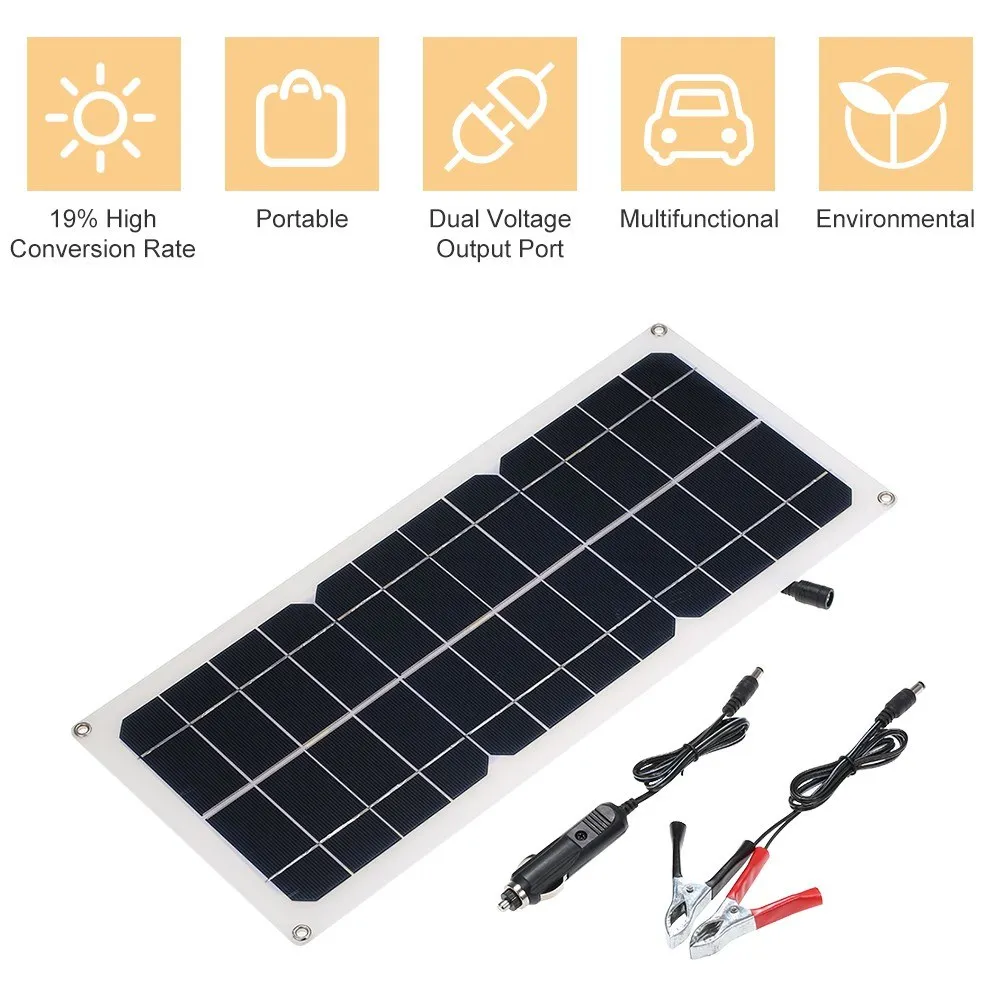 New DC5V/DC1 Dual USB Solar Panel with Car Charger Portable Accessories Solar Charger Controller for Outdoor Camping LED Light