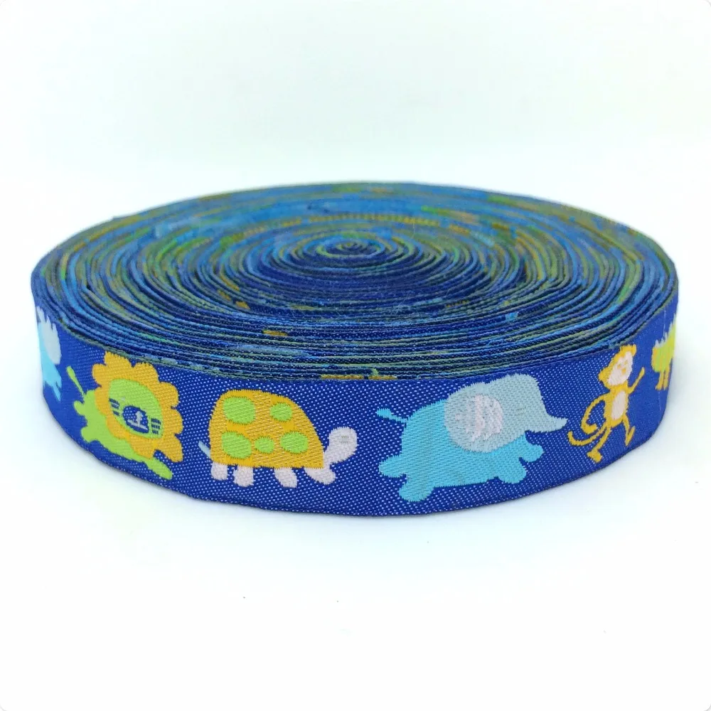 

NEW wholesale 5/8 '(16 mmx10yards) 100% Polyester Woven Jacquard Ribbon with tortoise .elephants .lions