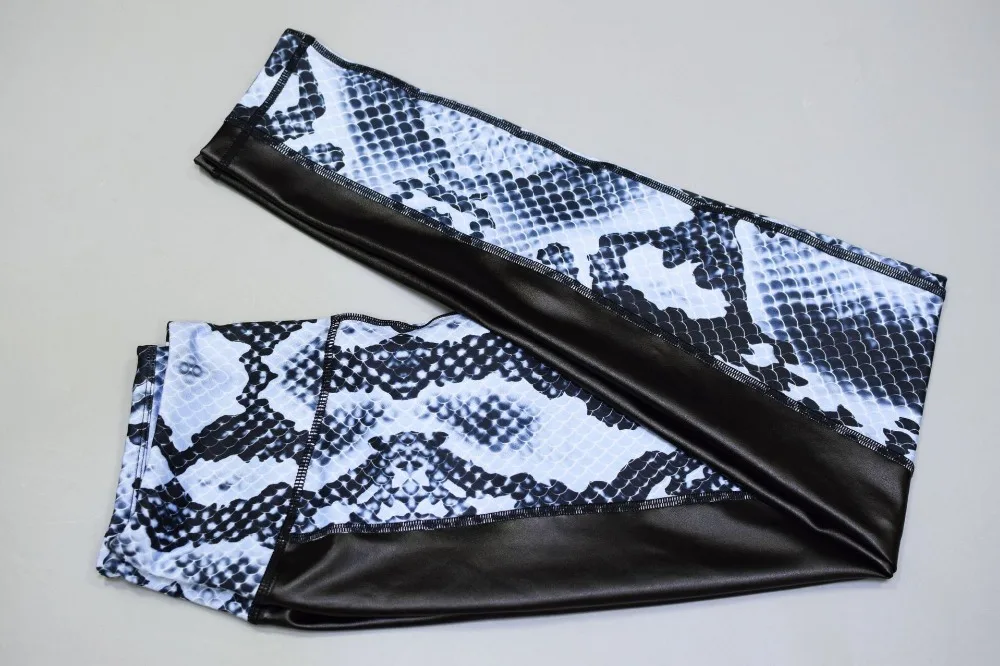 NORMOV модные леггинсы для фитнеса из разных материалов, женские обтягивающие леггинсы с высокой талией, обтягивающие леггинсы отпечаток змеиной кожи