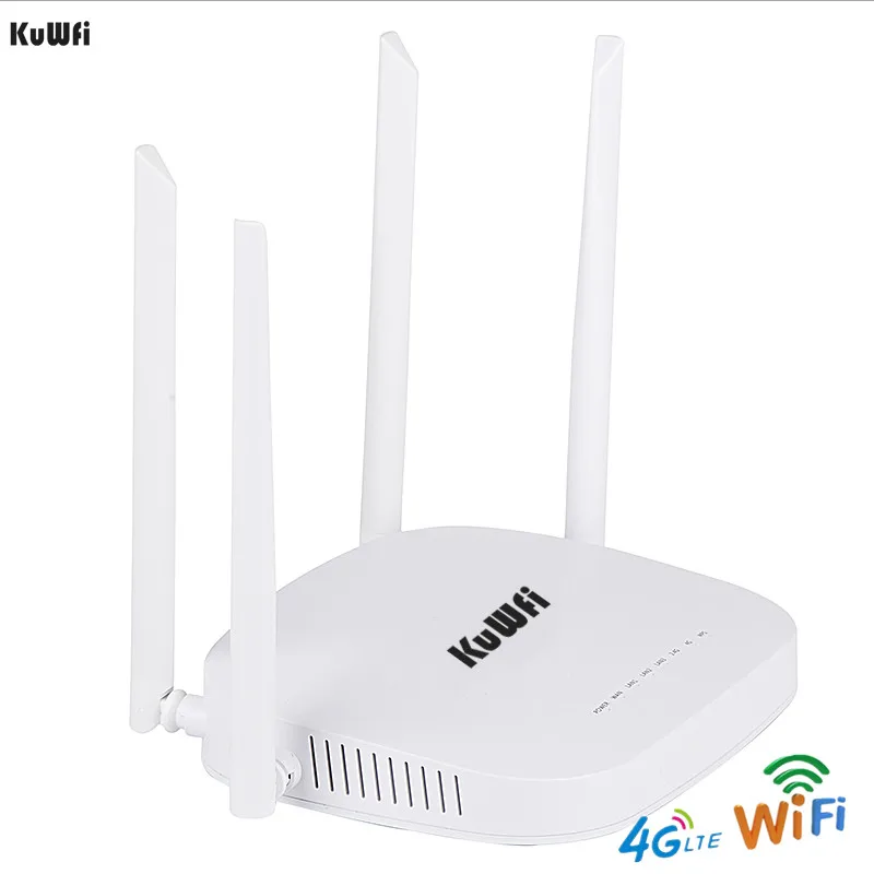 KuWfi 4G маршрутизатор CPE LTE 3G/4G Wi Fi 300 Мбит/с Беспроводной 4 шт. внешними антеннами