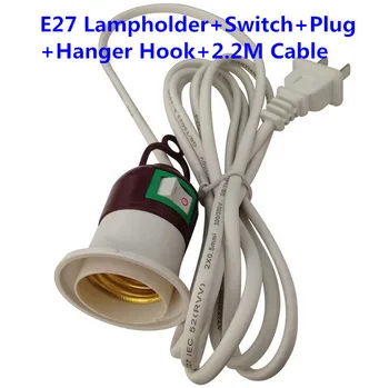 

New E27 Lamp light Holder Socket AC250V 10A with On off Switch 2.3m Power Cable
