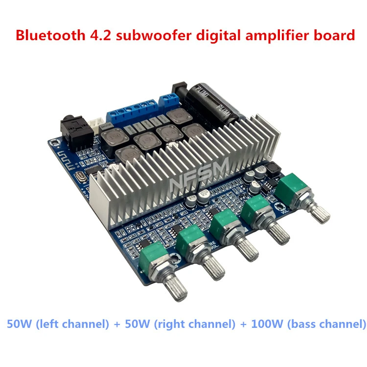 

2*50W+100W New TPA3116D2 Subwoofer Amplifier Board 2.1 Channel High Power Bluetooth 4.2 Audio Amplifier Board