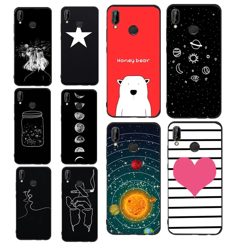 For Funda Huawei p20 lite Case Silicon Soft TPU Cover for case Star Couple Cute Pattern Mobile Phone Shell |