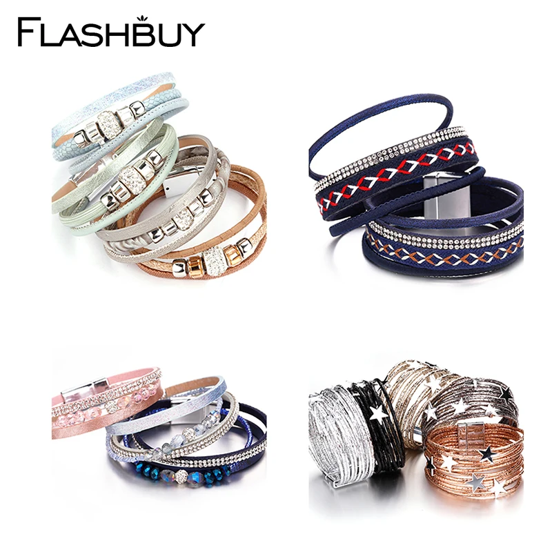

Flashbuy Bohemian Style Wrap Bracelets for Women Jewelry Decoration Magnet Bracelet Gift Clothes Accessories Bangles&Bracelet