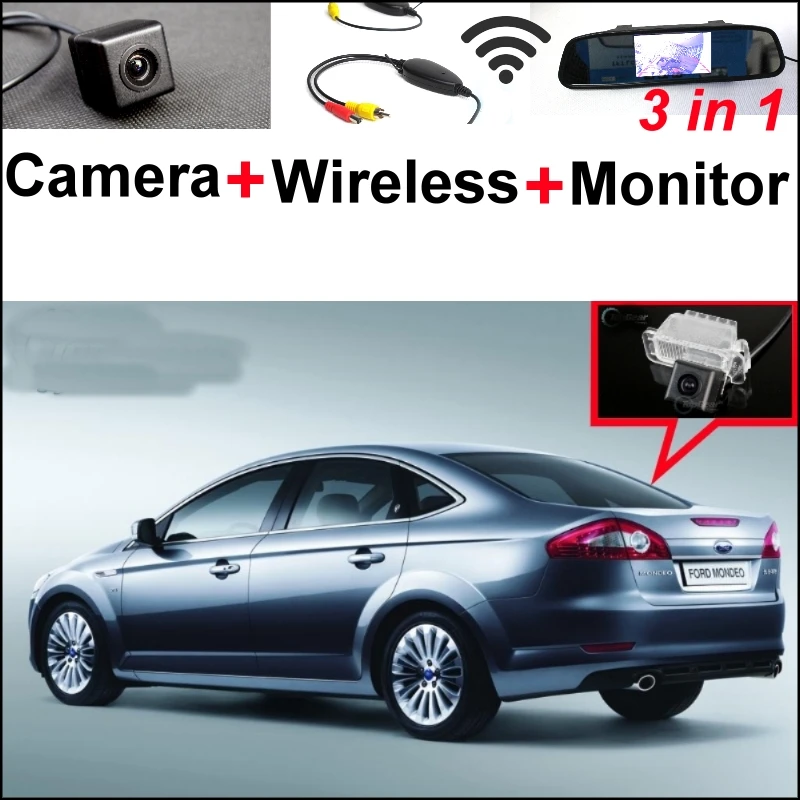 

3 in1 Special Rear View Camera + Wireless Receiver + Mirror Monitor Back Up Parking System For Ford For Mondeo 2008~2014