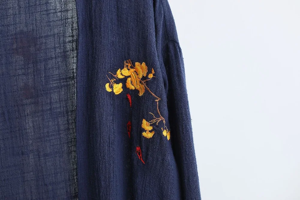 LZJN 2019 Casual Long Sleeve Shirt Summer Men's Vintage Embroidery Kimono Cardigan Cotton Linen Cloak Poncho Open Front Coat (22)
