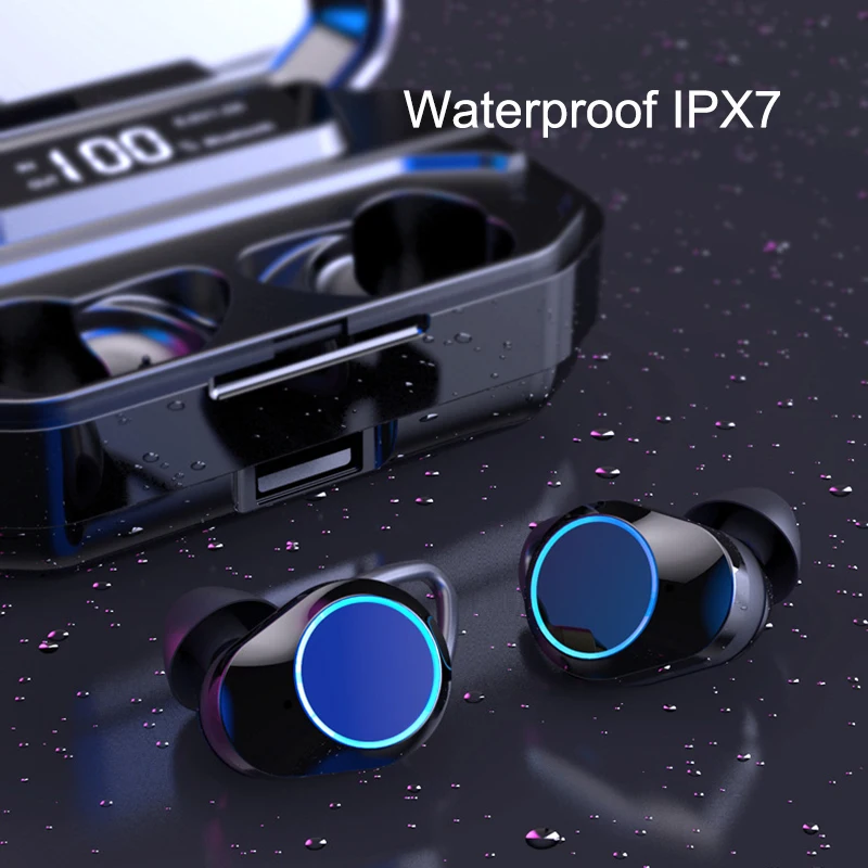 G02, TWS, настоящие беспроводные наушники, спортивные, 5,0, Bluetooth наушники, IPX7, водонепроницаемые, с микрофоном, 3500 мА/ч, зарядное устройство, внешний аккумулятор для huawei