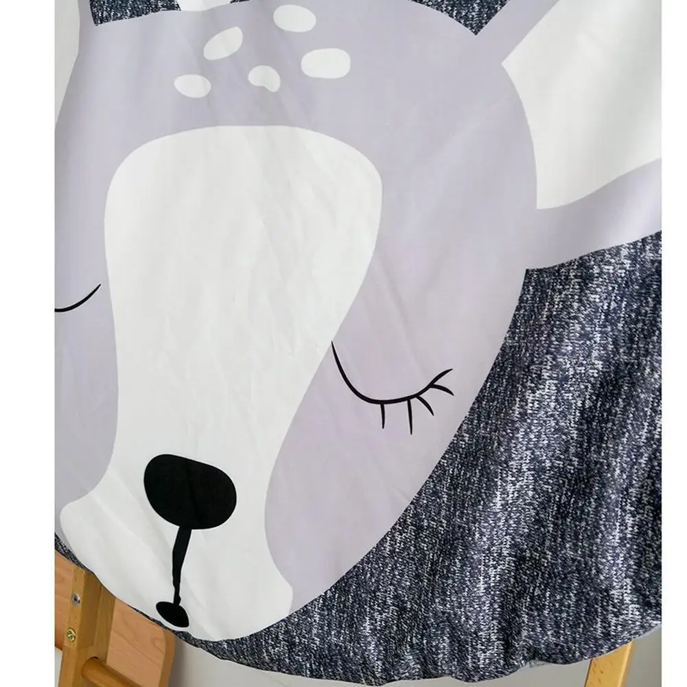 Baby Play Mat Kids Elk Pattern Cotton Round Mat for Play Crawl Baby Room Ornament