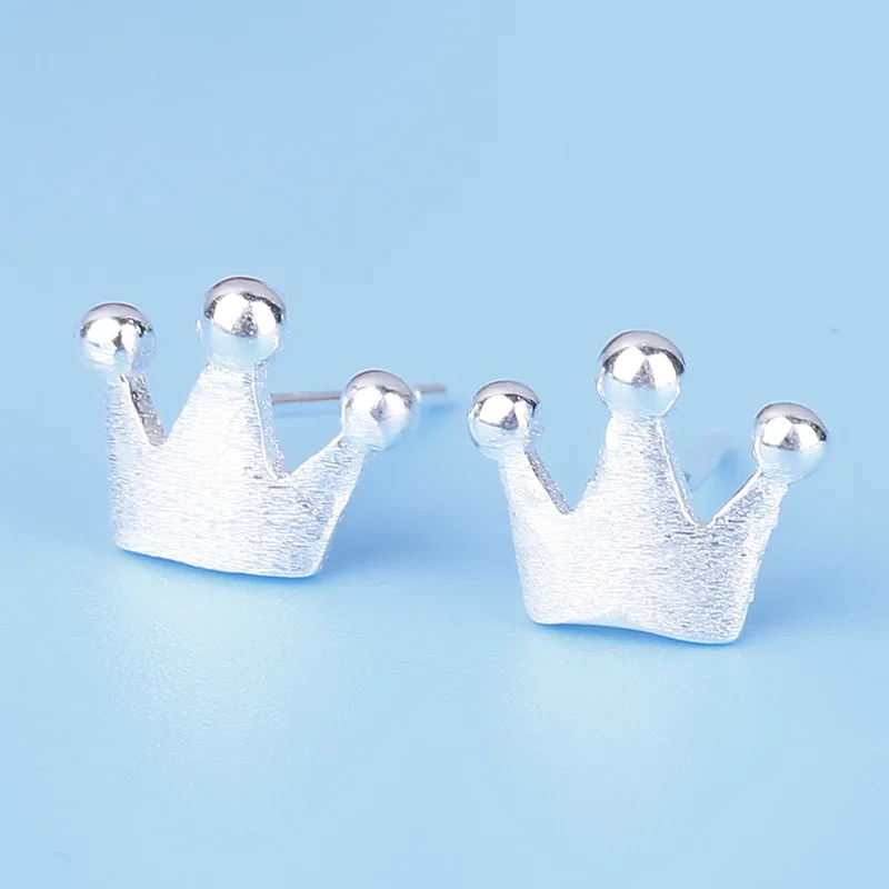 925 пробы серебряные серьги в форме короны для женщин и девушек милые серьги-гвоздики модные элегантные серьги из стерлингового серебра EH679