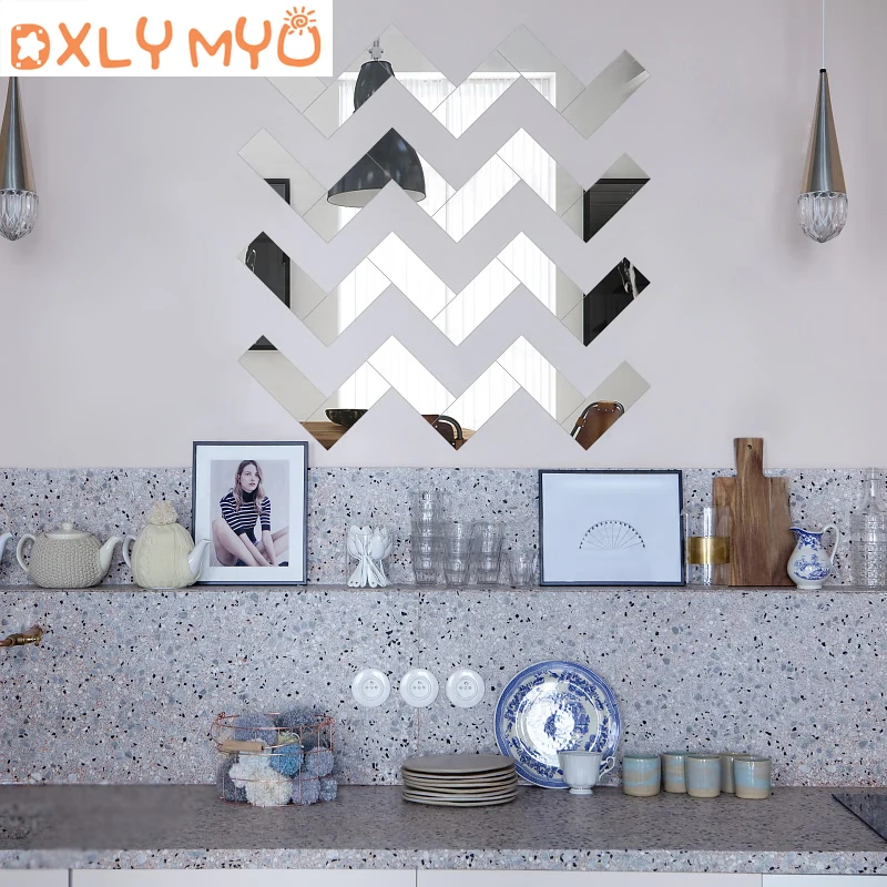 

DIY Rectangle 3D Decorative Acrylic Mirror Wall Stickers Living Room Bedroom Wall Decor Room Decoration Wall Decals Poster