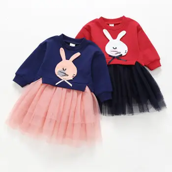 

New Toddler Baby Girls Long Sleeve Knitted Bow Newborn Tutu Princess Dress 0-5T