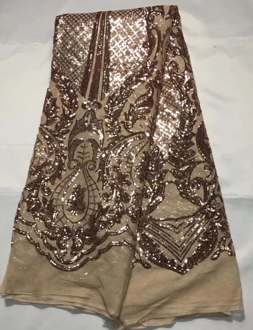 

Sequins Fabric Latest Nigerian French Lace Wedding Fabric With Sequin Embroidery For Sewing