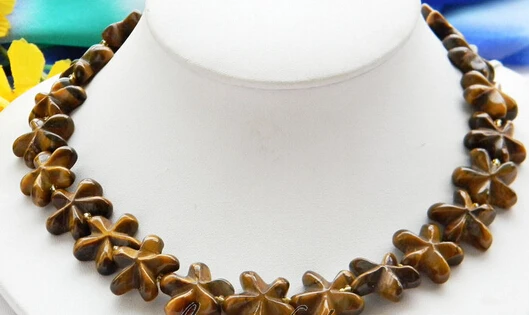 

ddh002922 HOT 17" Hand-carved 20mm star flower yellow tiger's-eye necklace 28% Discount