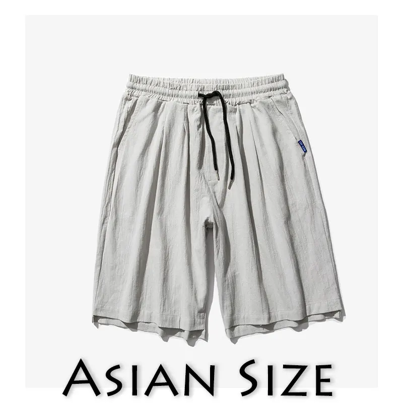 Sinicism Store мужские уличные шорты Харадзюку больших размеров однотонные 6 цветов мужские пляжные шорты в китайском стиле повседневные до колен - Цвет: LightGray(AsianSize)