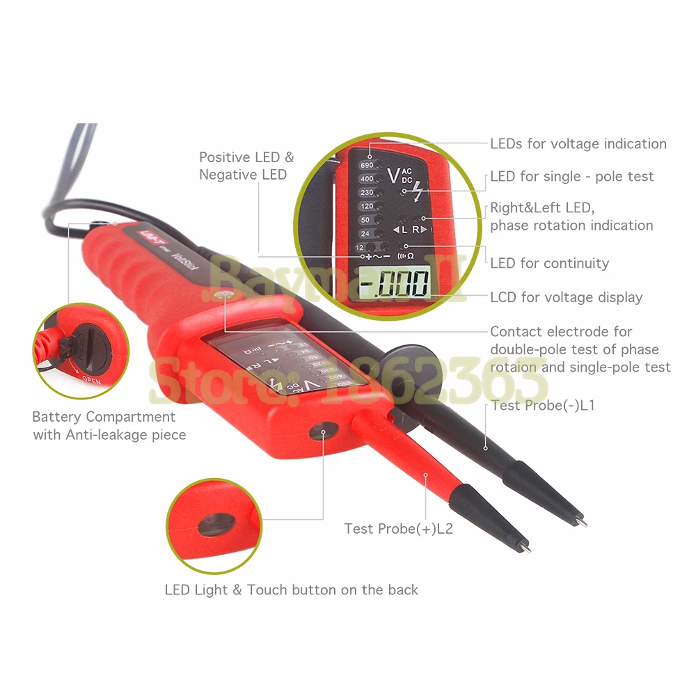 UNI-T UT15C водонепроницаемый вольтметр цифровой lcd DC/AC 12V~ 690V тестер напряжения