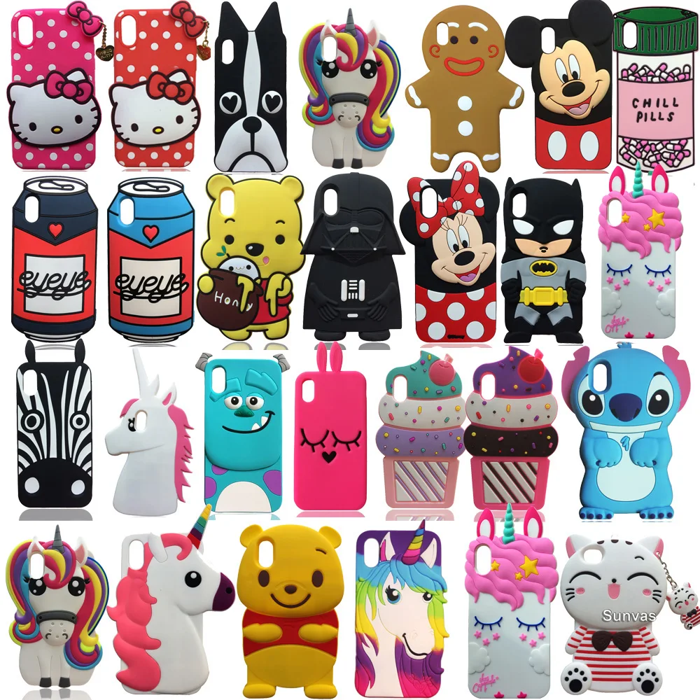 3D Cute Cartoon Soft Silicone Case Back Cover Skin For iPhone X 6 6s
