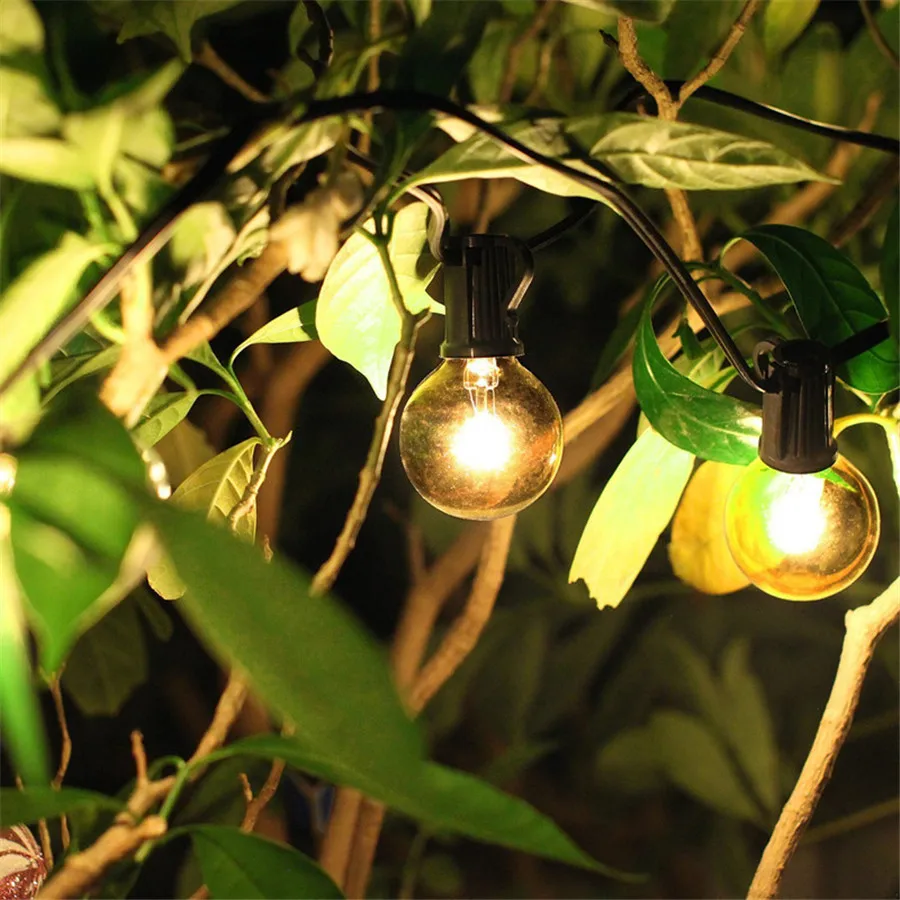 

Tanbaby 25Ft G40 Warm Globe String Lights with 25 Tungsten Clear Bulb EU US Plug Indoor outdoor Holiday Home Garden Decoration