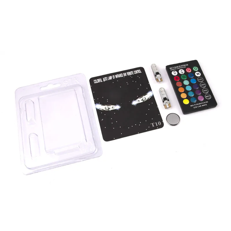 Universal Car w5w T10 RGB Car Led Light Car With Remote Control Battery Styling Interior Strobe Led Lamp Reading Lights Bulbs