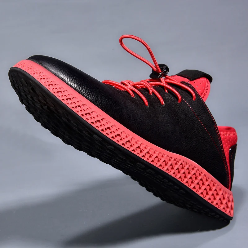 2018 New Summer Fashion Men black red Shoes Cowhide Flat Loafers Letter enuine Leather jogging shoes rubber sole | Обувь