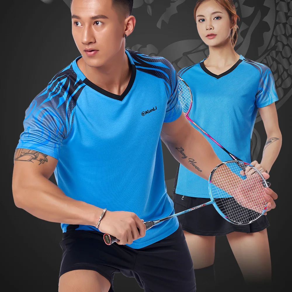 Kunli short tennis shirt men outdoor sports badminton clothing running clothing T-shirt basketball Volleyball shirt