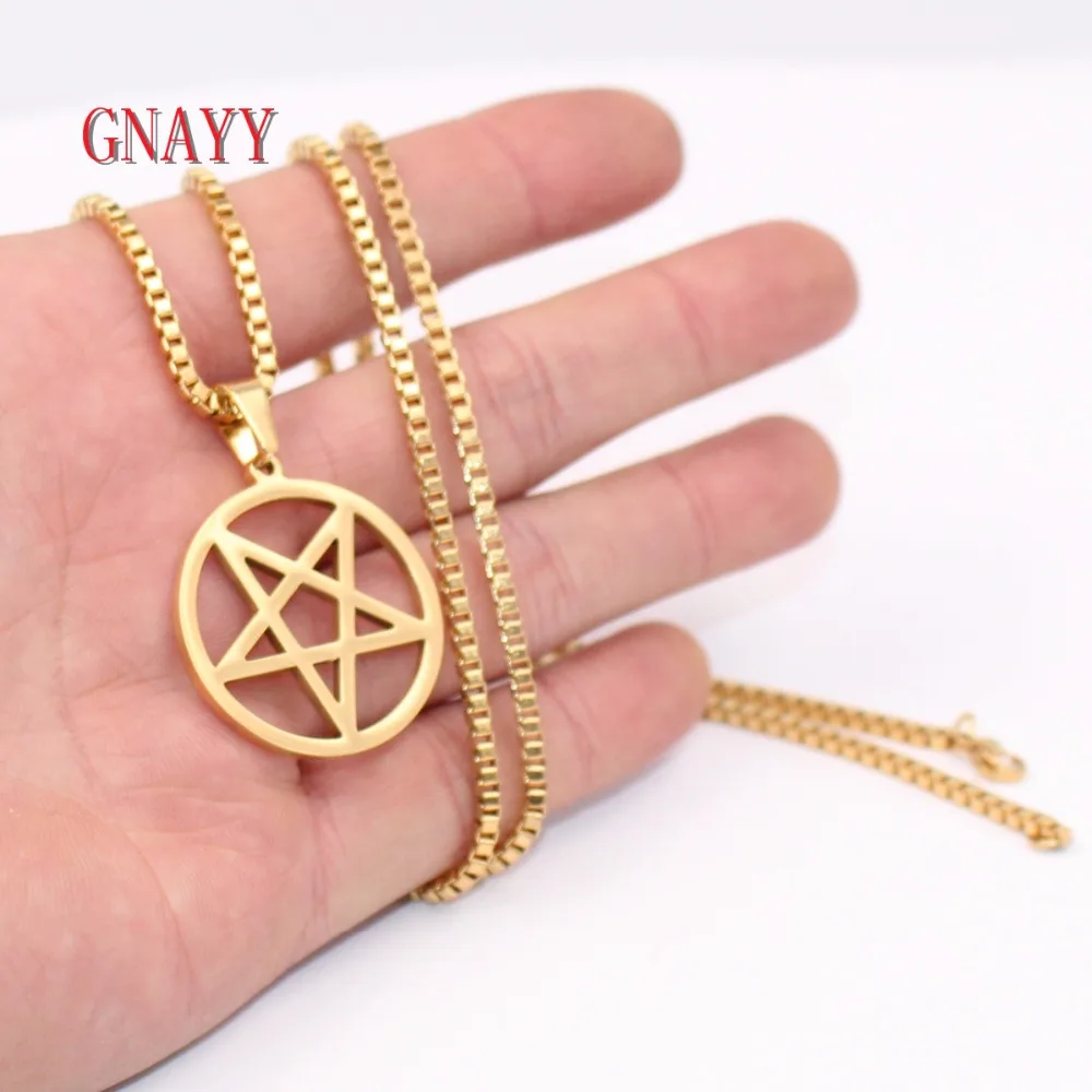 GNAYY ювелирные изделия золотое ожерелье из нержавеющей стали Wicca Φ Подвеска 2 4 мм