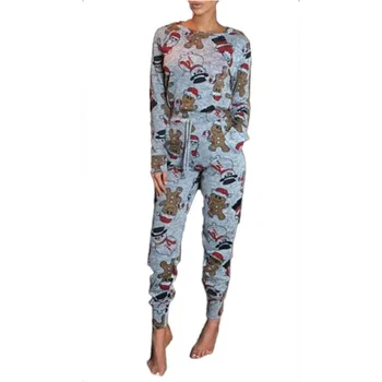 

2018 Christmas New Women Long Sleeve Printed Bandage Jumpsuit Romper Playsuit Long Pants Casual Club Wear Xmas Women Clothing
