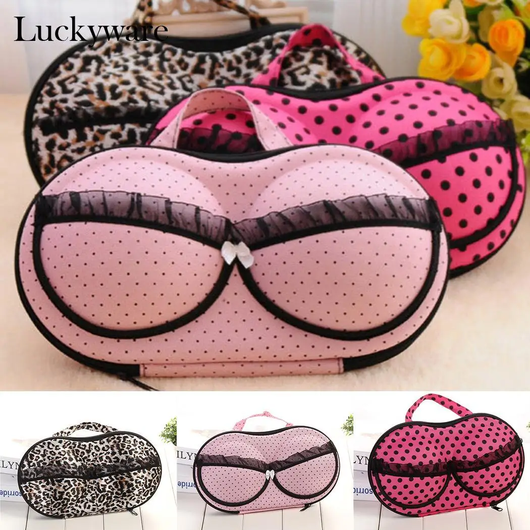 

Protect Portable Bra Organizer Women Bra Box Storage Canvas Clothing Practical Use Home Travel Zipper Cloth Storage Container
