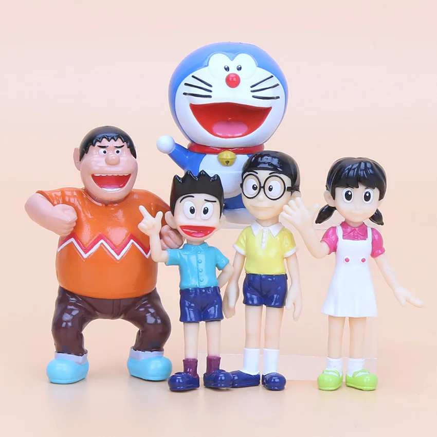 Фигурки Дораэмон 5 шт./компл. Nobita Sizuka Takeshi ПВХ экшн фигурки куклы игрушки 7 см мини