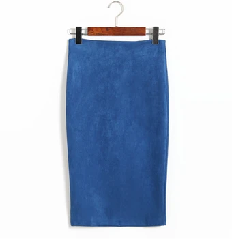 

High Waist Deer Velvet Sexy Bag Hip Skirt Wholesale Black Skirt Pencil Knee-Length Solid Clothes Leather Skirts