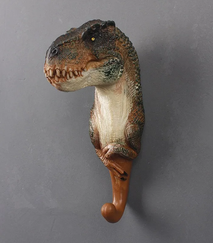 Американский декоративный крючок мир Юрского периода, креативная модель животного из смолы, крючок для пальто динозавр, настенный крючок