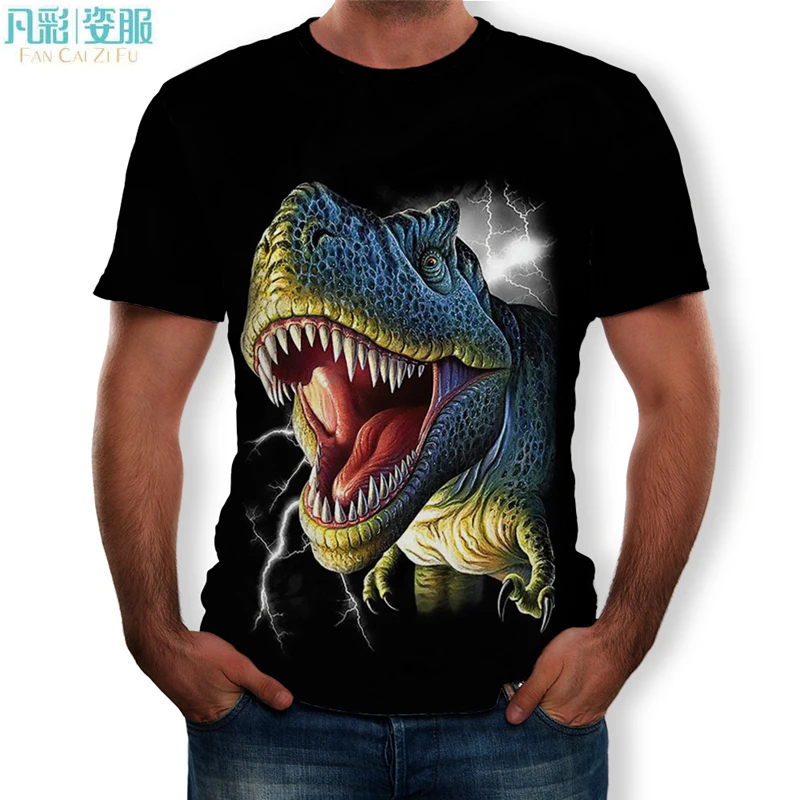 

2019 New casual T-shirt Men Cute Tops jurassice Dragon dinosaur Cartoon Tees 3D T Shirt Summer beach Clothes Cotton Tshirt 5xl