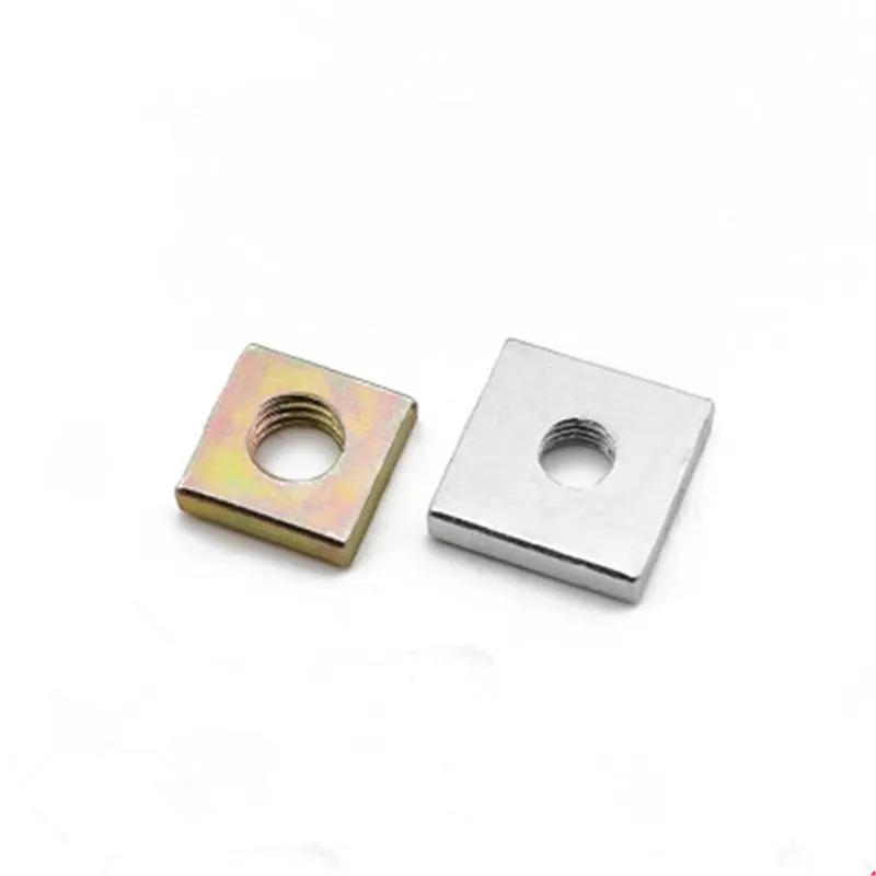 100pcsGalvanizedthinsquarenutColorZincPlatedSquareNutsWithout