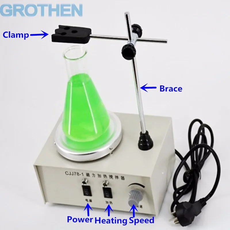 GROTHEN магнитная мешалка лабораторная магнитная мешалка Магнитный миксер 0-2000 об/мин 0-1000 мл 220 В 50 Гц 150 Вт Мощность нагрева