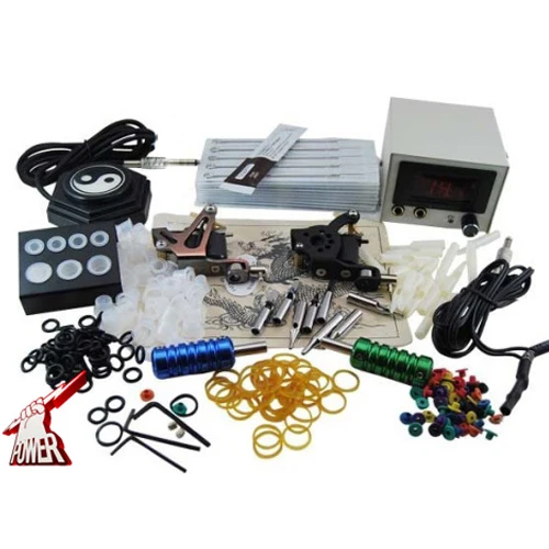 

Complete Tattoo Machine Kit Set 2 Coils Guns Needles Tip Power Tatoo Beginner Grips Kits Permanent Makeup PTK-913-C3