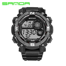 SANDA мужские модные часы от ведущего бренда, электронный светодиодный цифровой спортивный хронограф, водонепроницаемые мужские наручные часы, Relogio Masculino 323