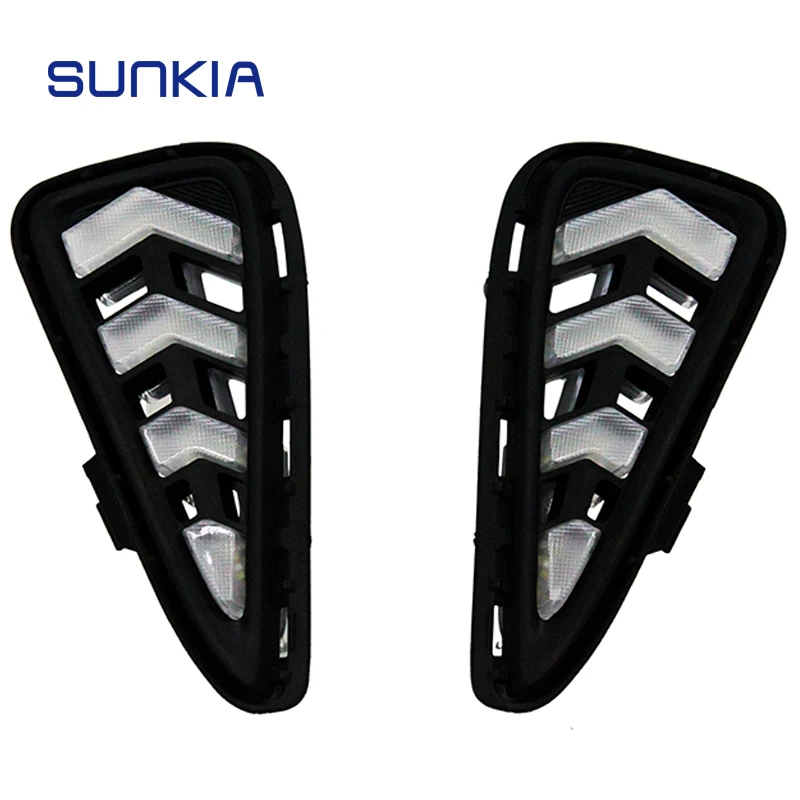 

SUNKIA 12V for Toyota Camry 2015 2016 Car LED Daytime Running Lamp DRL Fog Light with Amber Turn Signal Bulb Auto Styling