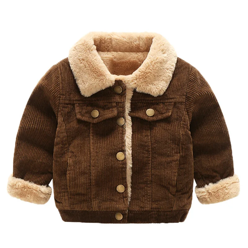 Теплые пальто для маленьких мальчиков; Зимние Повседневные хлопковые плотные бархатные куртки для новорожденных мальчиков; одежда для малышей; верхняя одежда
