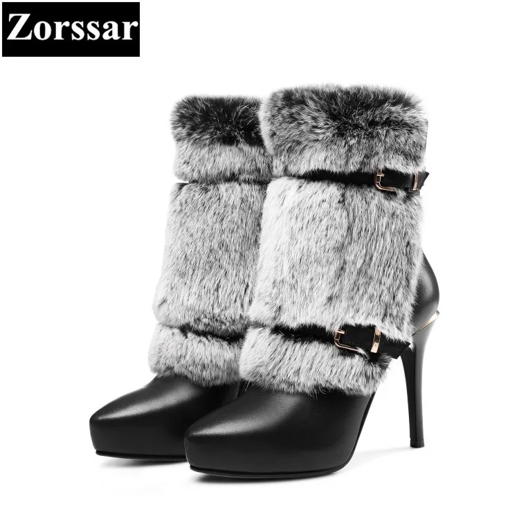 {Zorssar} 2017 new Luxury brand ladies shoes pointed Toe thin heels platform ankle boots Genuine Leather High heels snow boots {Zorssar} 2017 new Luxury brand ladies shoes pointed Toe thin heels platform ankle boots Genuine Leather High heels snow boots