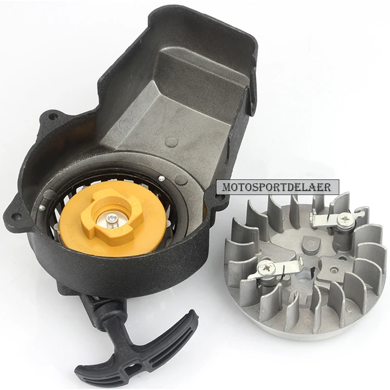 

Alloy Motorcycle 2 Two stroke Pull Start Recoil Starter with Flywheel for 47cc 49cc Pocket Dirt Bike Mini ATV Starter PulLer