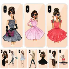 

For iPhone XS Max Case Silicone Clear Cover Dress Girl Print TPU Soft Case For iPhone XR X S XS Max 7 8 Plus 6 6S 5 5S SE Fundas