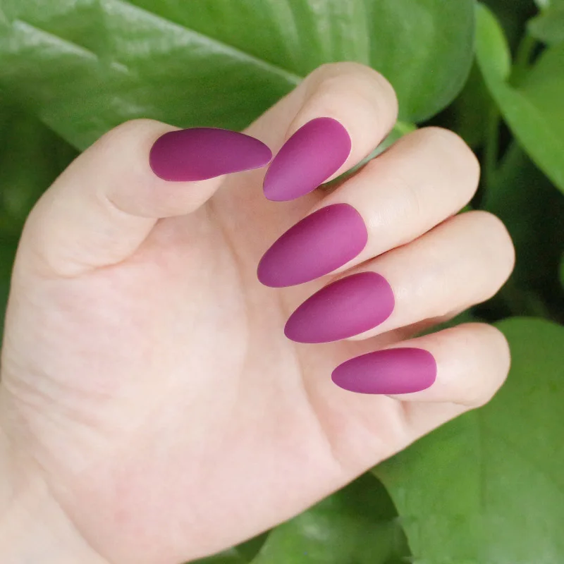 

2019 24pcs Ladies Fake Nails Tips DIY Frosted Matte Drops Shaped False Nails